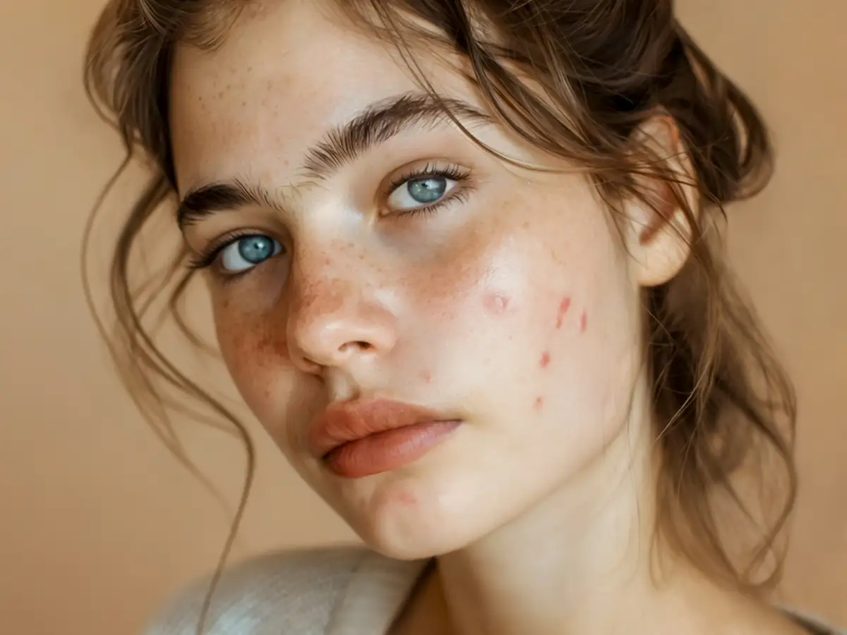 Lady before acne treatment