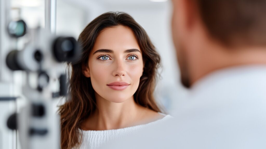 Woman receiving an eye examination